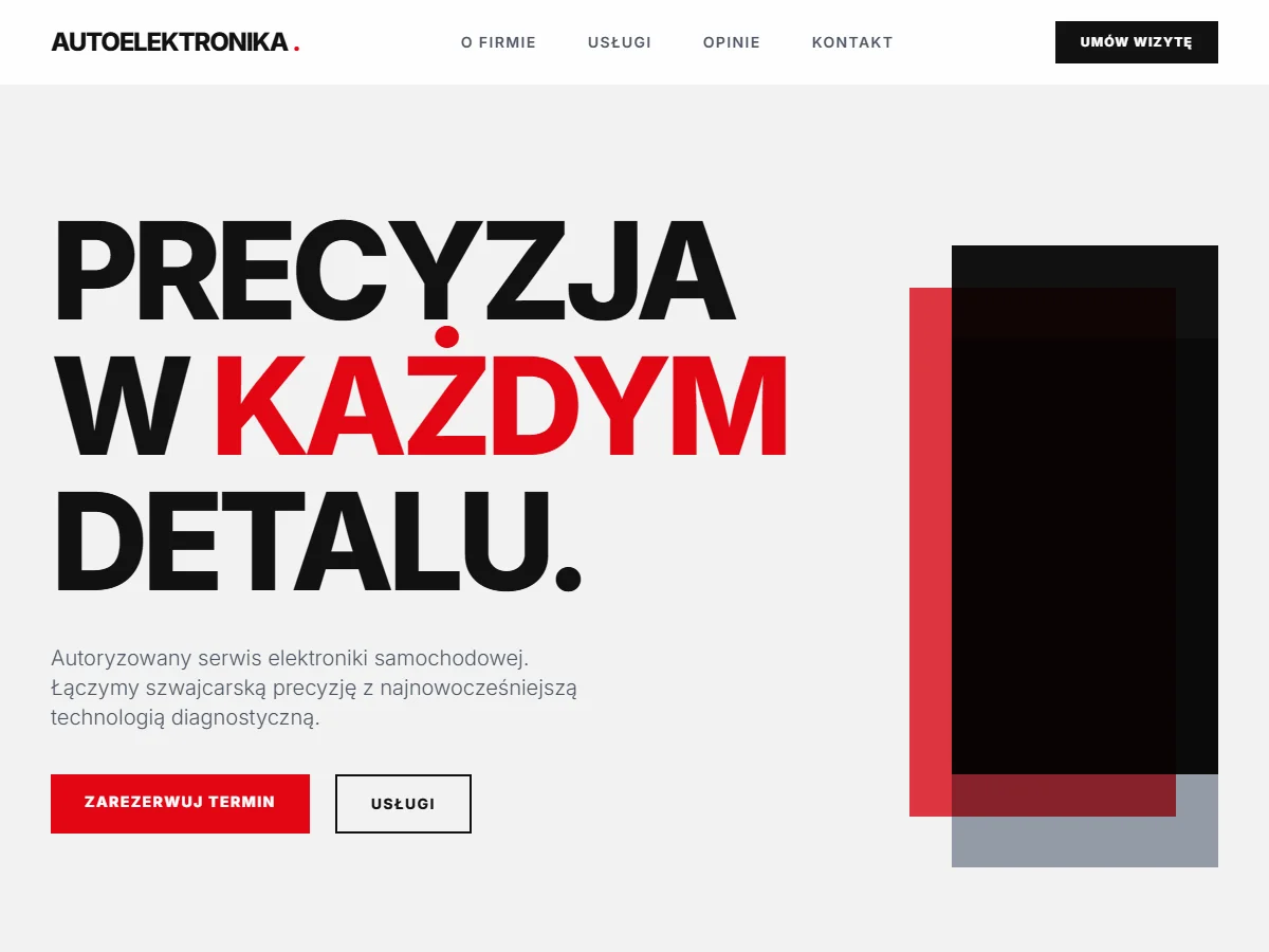 Wariant Minimalistyczny strony głównej dla Auto-Elektronika